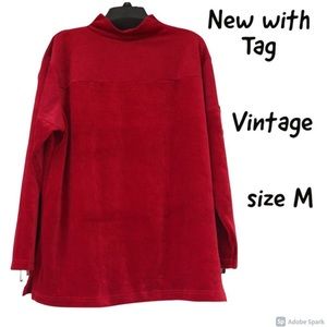 NWT Vintage Red long sleeve velour or velvet like shirt size M